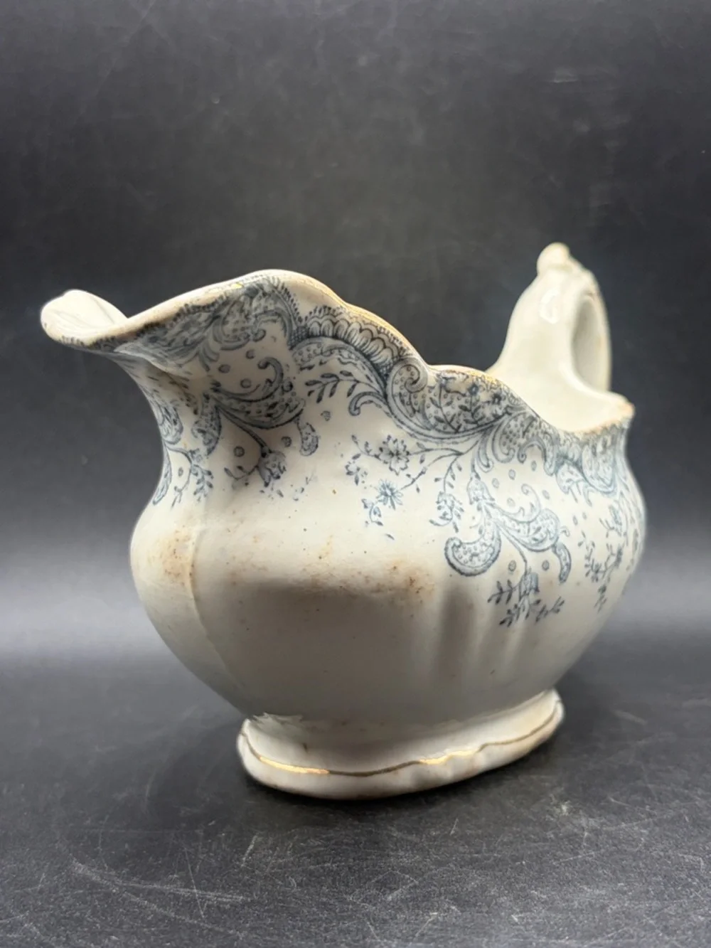John Maddock & Sons Antique Royal Vitreous Seville Blue & White Gravy Boat